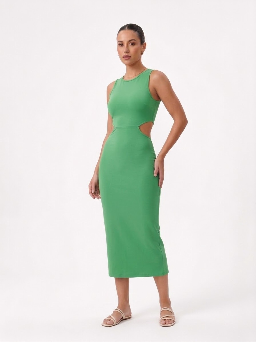 Green Cutout Midi Dress - Women